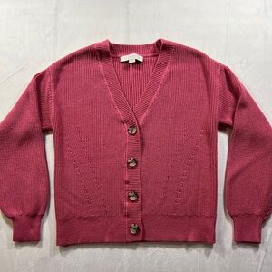 LOFT Button Cardigan Rose Pink Women’s M